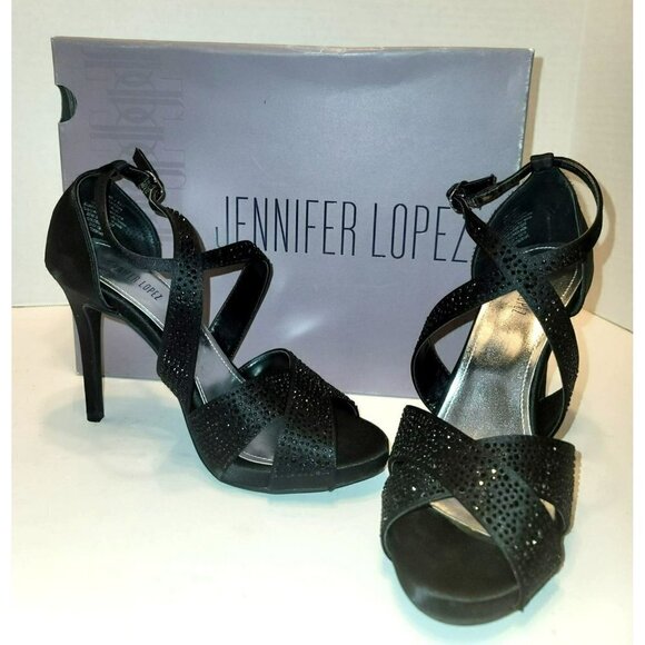 JLo Jennifer Lopez Flora Black Rhinestone Pumps - Size 7 - Picture 1 of 10